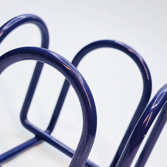 Vintage 90s Purple Enamel Metal Wire Square Notepad Holder Office Accessory - Picture 4 of 10